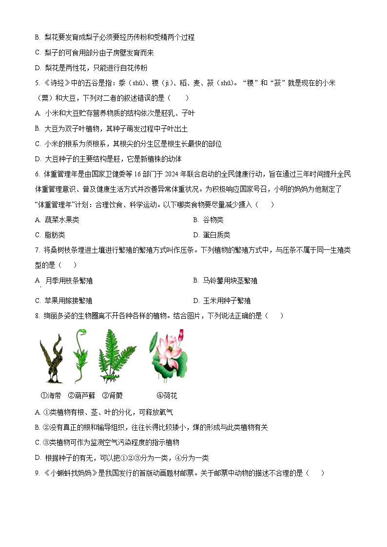 2025年四川省广安市邻水县八年级二模生物试题（中考模拟）第2页