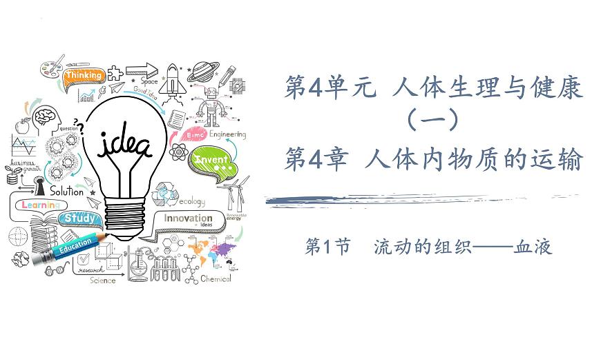 人教版生物七年级下册4.4.1《流动的组织——血液》上课课件第1页
