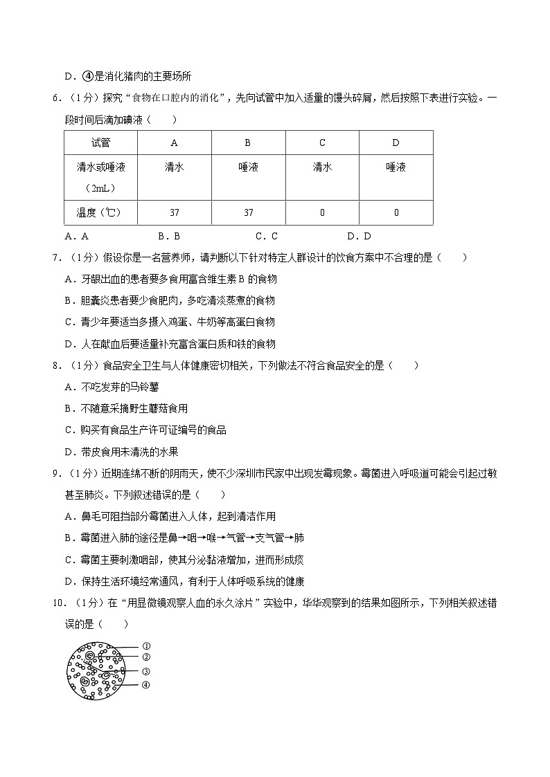 广东省深圳市龙华区2023-2024学年七年级下学期期末生物试卷第2页
