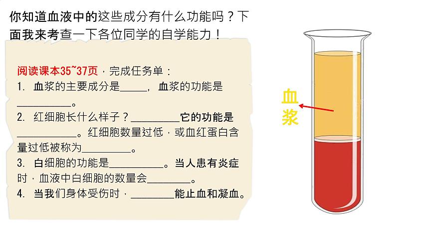 初中 生物 北师大版（2024）七年级下册4.7.1 血液 课件第7页