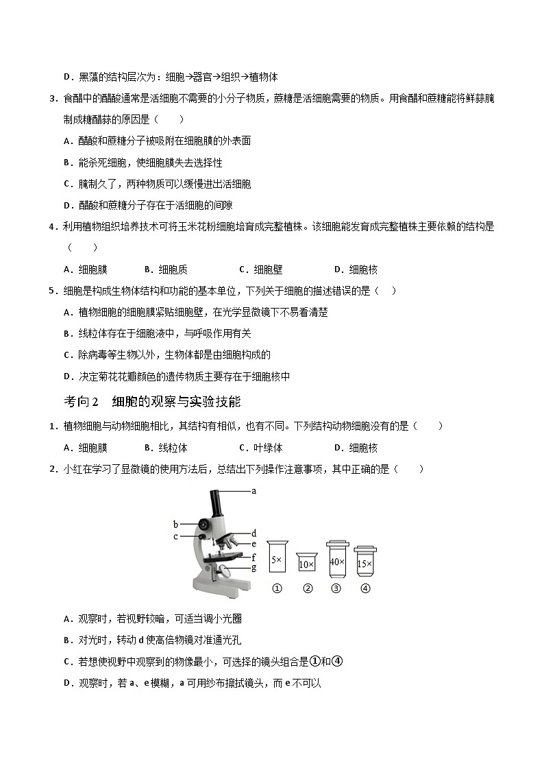 猜押01 细胞的结构与功能（原卷版）第2页