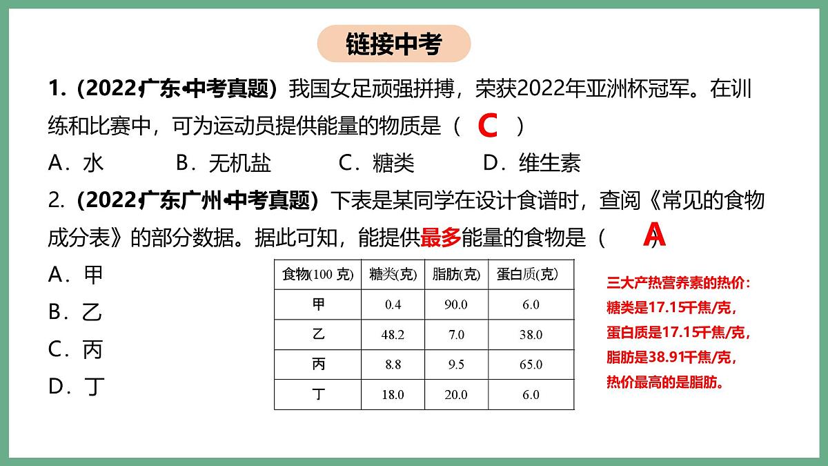 人体的营养（3大考点）2025学年七年级生物下学期期末考点大串讲人教版课件第8页