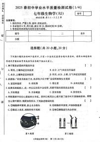 河南新乡市2024-2025学年七年级下学期3月月考生物试卷+答案