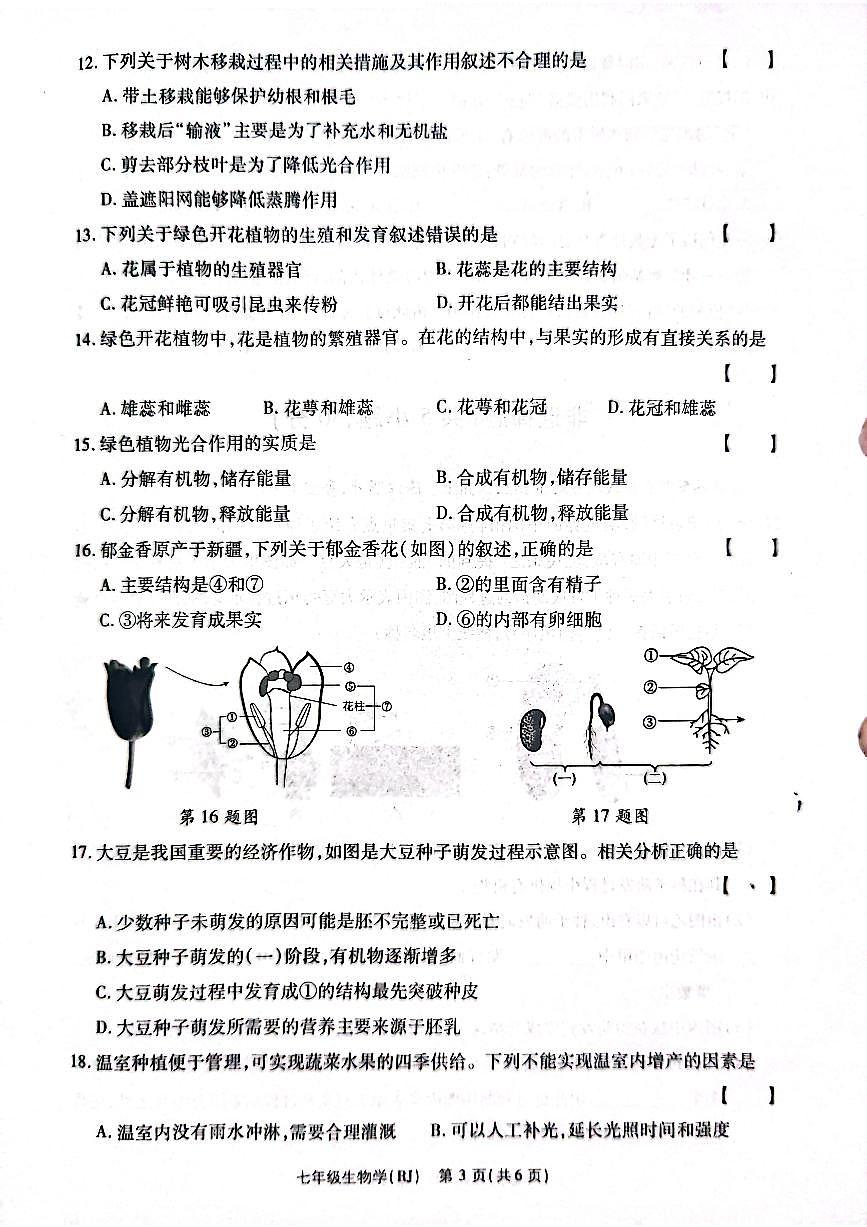 生物试卷第3页