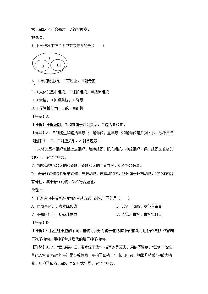 2025年辽宁省鞍山市海城市八年级中考一模生物试题（解析版）第3页