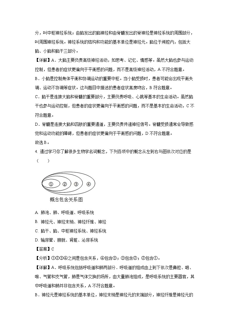 山东省淄博市临淄区2023-2024学年七年级下学期期末生物试题（解析版）第3页