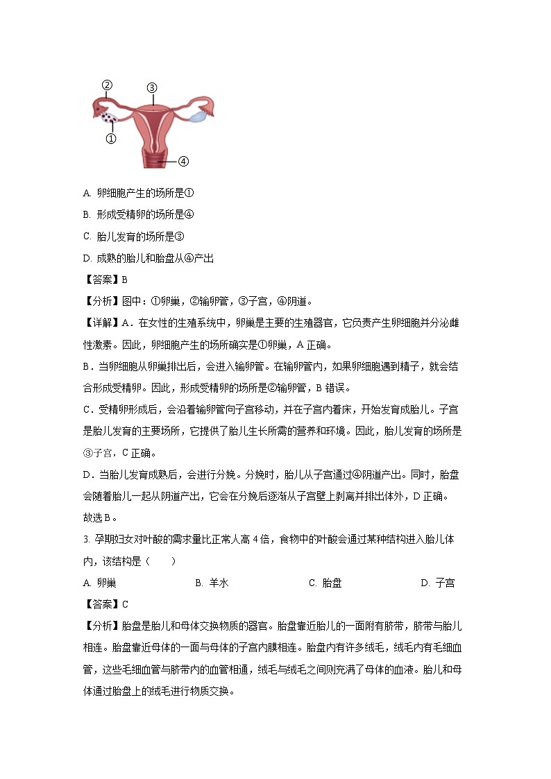 广东省深圳市福田区2023-2024学年七年级下学期期末生物试题（解析版）第2页