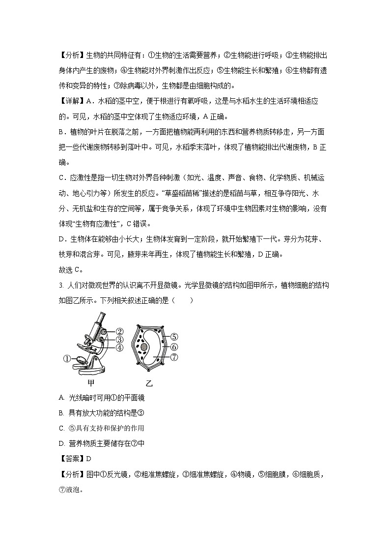 2025年山东省德州市武城县中考一模生物试题（解析版）第2页