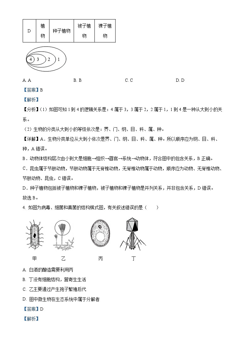 四川省绵阳市平武县2025年八年级二模 生物试题（含解析）第3页