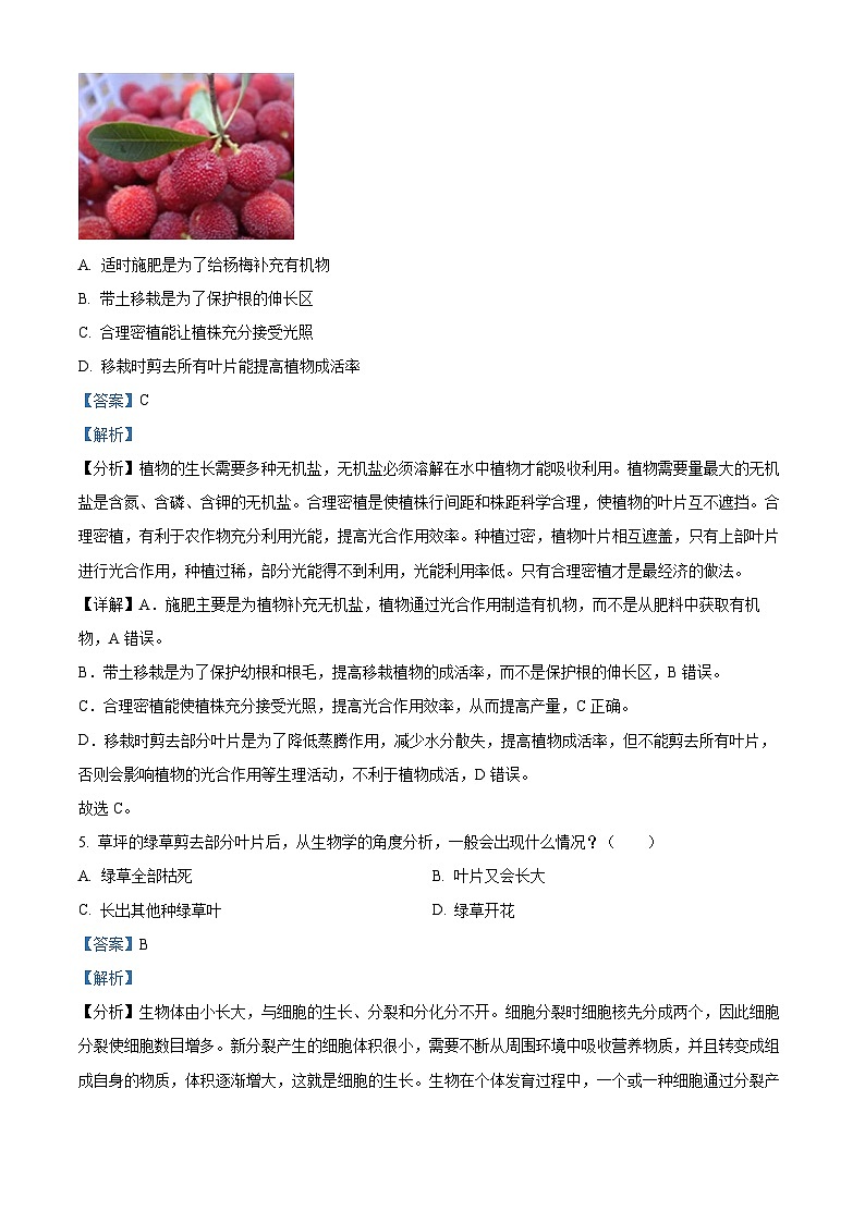 四川省绵阳市梓潼县2025年八年级二模 生物试题（含解析）第3页