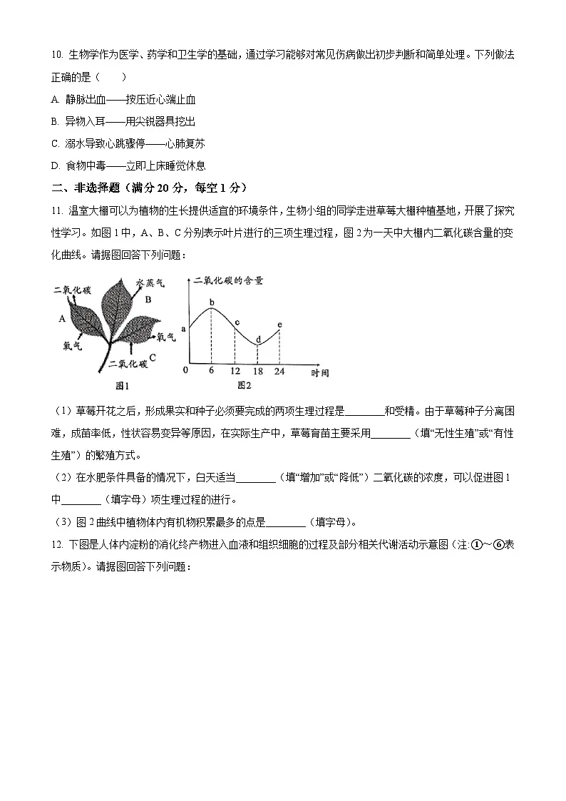 安徽省亳州市2025年八年级中考二模 生物试题第3页