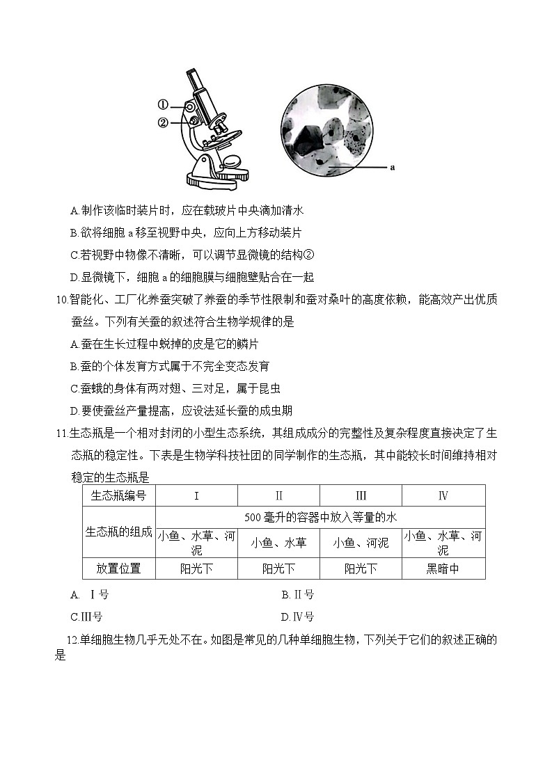 山西省大同市灵丘县部分学校2025年中考第二次模拟 生物试卷第3页