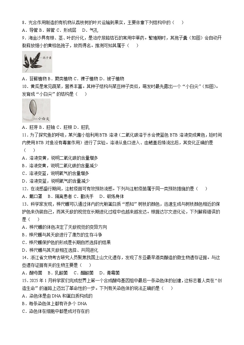 广东省2025年中考二模 生物试题第2页