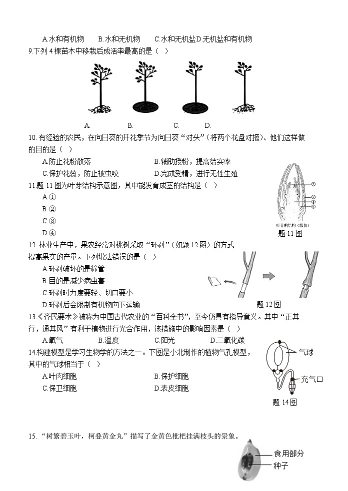 广东省汕头市龙湖区龙湖实验中学2024-2025学年七年级下学期5月期中考试 生物试题第2页