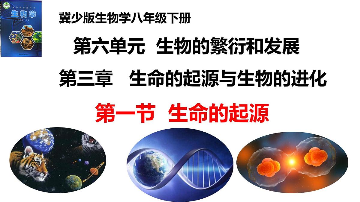2025年春冀少版生物八年级下册上课课件 6.3.1 生命的起源第1页