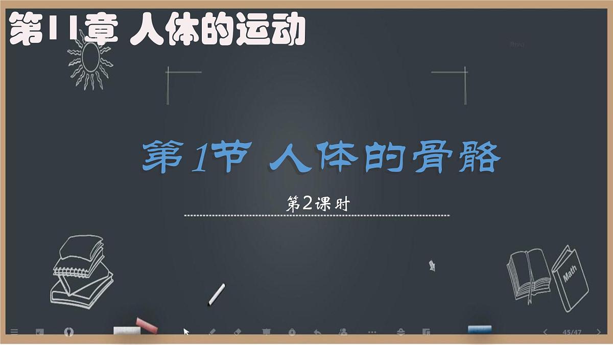 初中 生物 北师大版（2024）七年级下册4.11.1 人体的骨骼第2课时 课件第1页