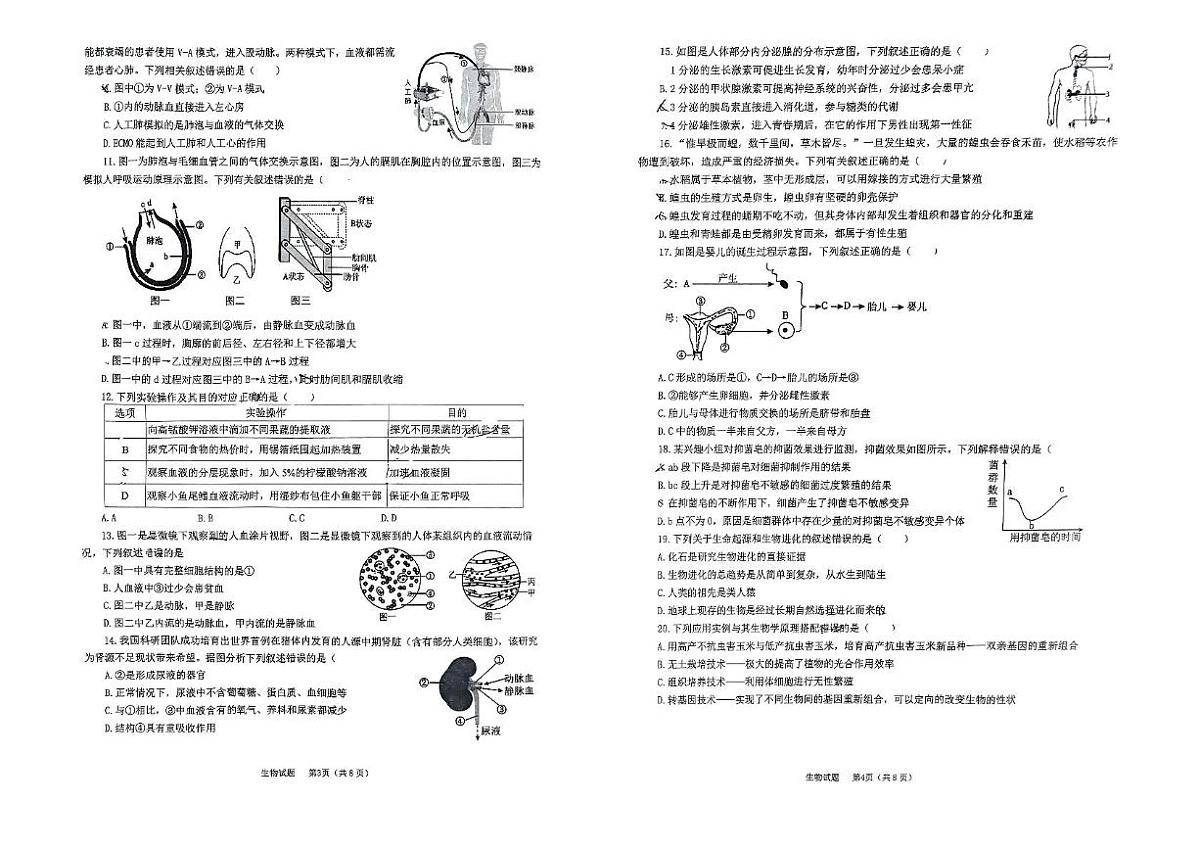 2025年山东省滨州市滨城区中考第三次模拟考试生物试题（中考模拟）第2页