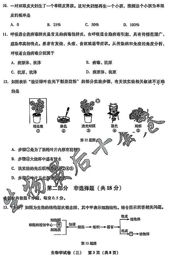 2025年辽宁省初中生物中考模拟卷押题卷最后一卷（3）及其答案第3页