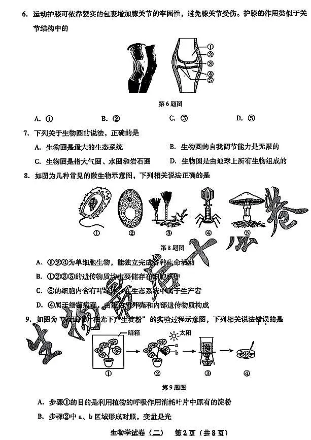2025年辽宁省初中生物中考模拟卷押题卷最后一卷（2）及其答案第2页