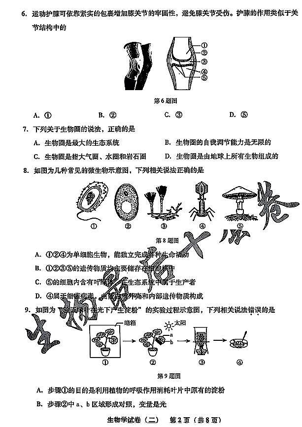 2025年辽宁省初中生物中考模拟卷押题卷最后一卷（2）及其答案第2页