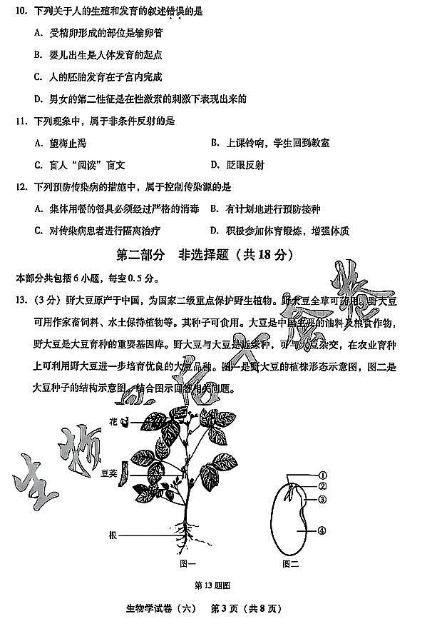 2025年辽宁省初中生物中考模拟卷押题卷最后一卷（6）及其答案第3页