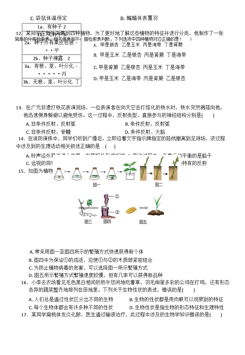 2025年四川省广元市利州区八年级二诊生物试题 （中考模拟）第3页