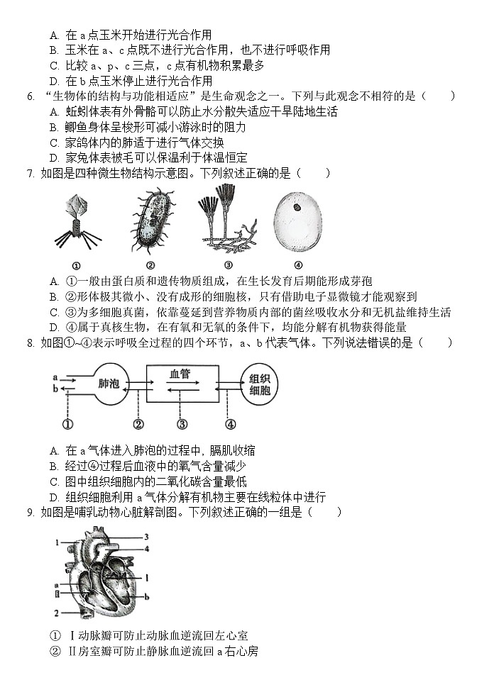 2025年山东省菏泽市单县二模 生物试题第2页