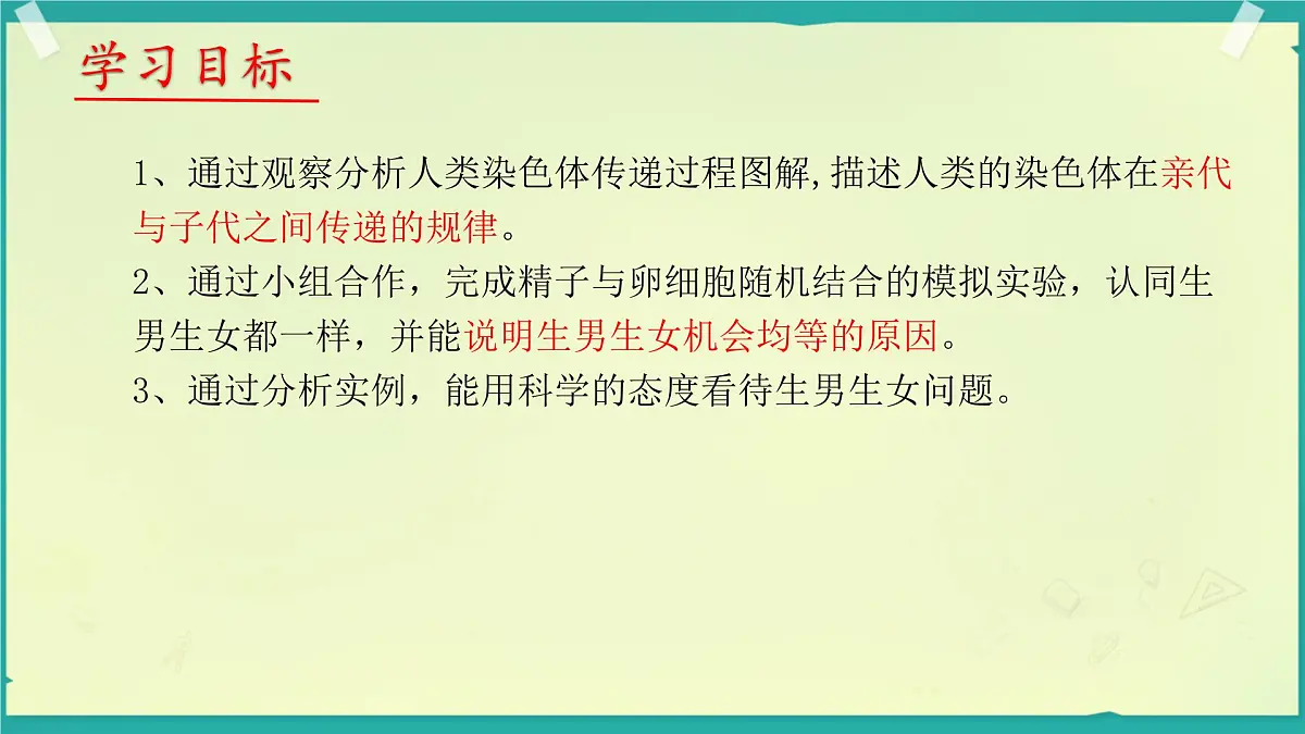 初中 生物 济南版（2024）七年级下册4.3.3 性染色体决定人的性别 课件第3页