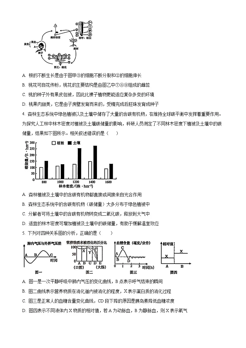 2025年山东省泰安市东平县中考三模生物试题第2页
