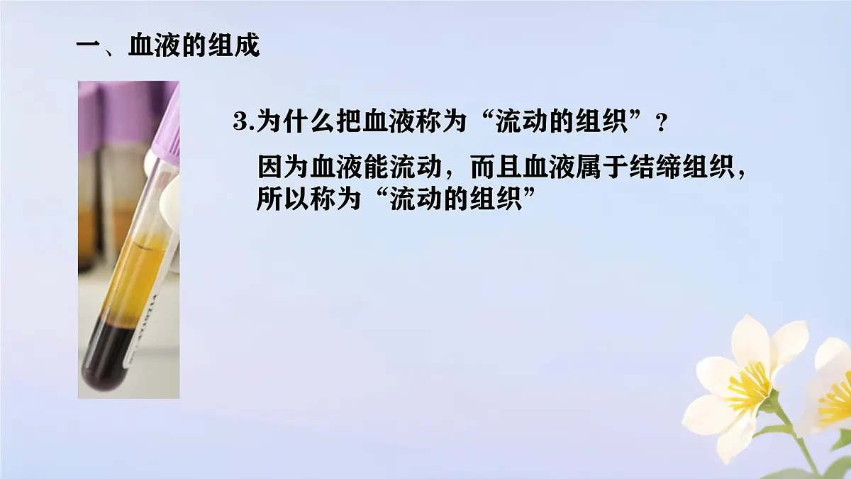 初中 生物人教版（2024）七年级下册4.4.1 流动的组织——血液 课件第3页