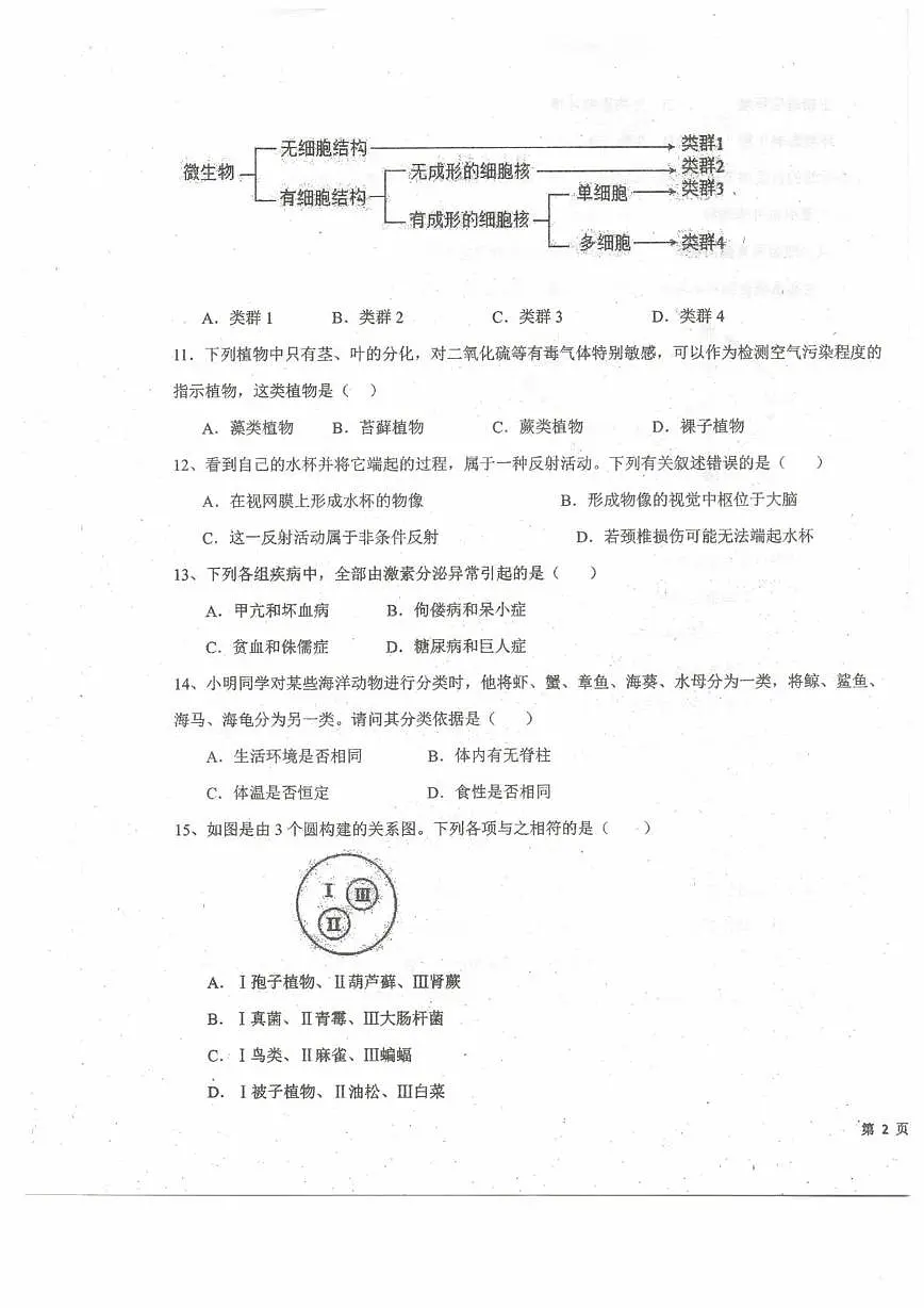 2025年宁夏中卫市中宁县八年级模拟预测生物试题（中考模拟）第3页