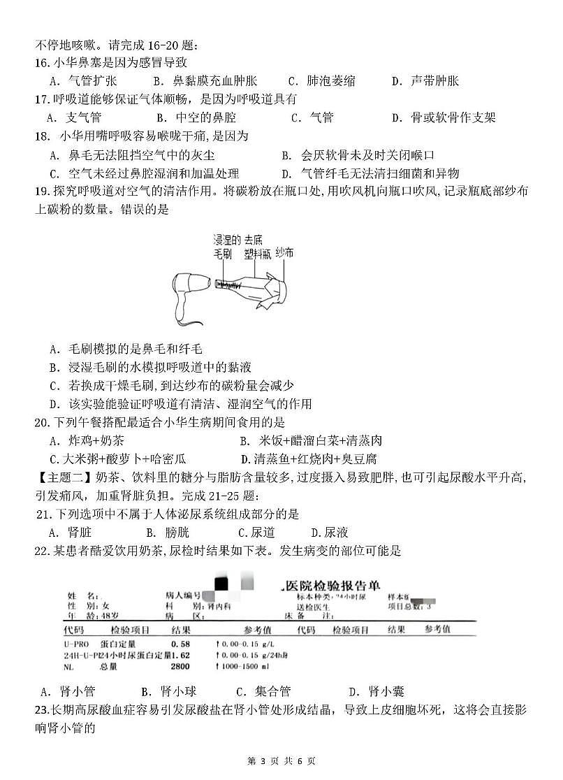 广东省惠州市博罗县2024-2025学年七年级下学期5月月考生物试题第3页