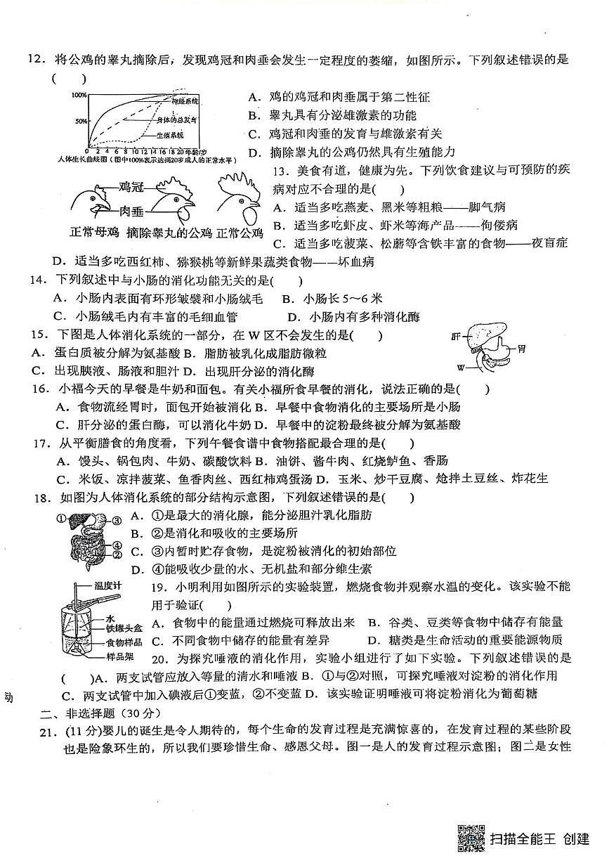 河南省南阳市兴宛学校2024-2025学年七年级下学期5月月考生物试题第2页