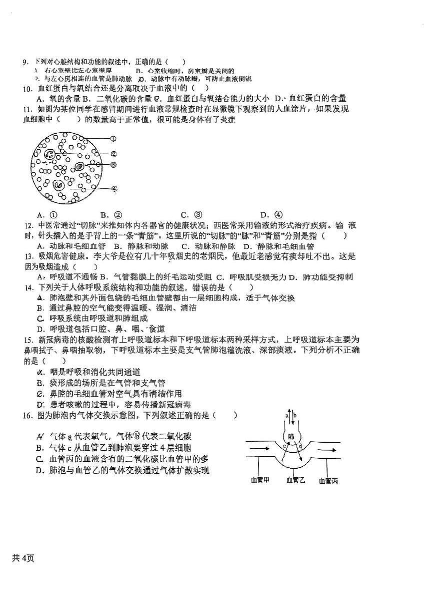 河南省石家庄市第二十七中学2024-2025学年七年级下学期期中生物试卷第2页