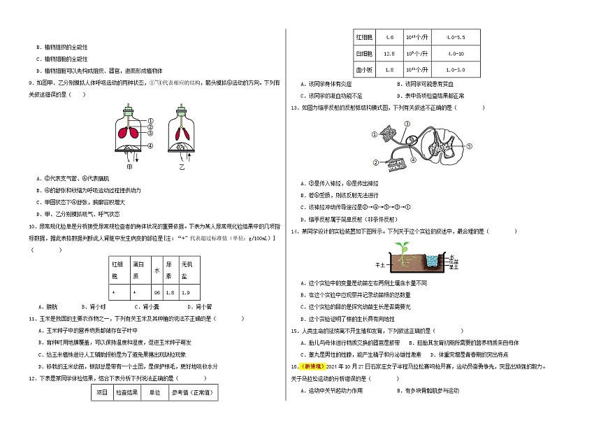 生物（全国卷）（考试版A3）第2页