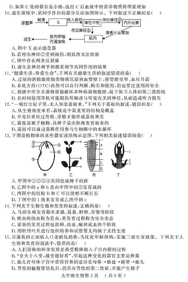 2025年山东省菏泽市曹县中考一模生物试题（中考模拟）第3页
