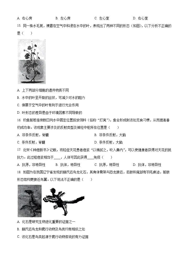 2025年山东省淄博市高新区中考二模生物试题（中考模拟）第3页