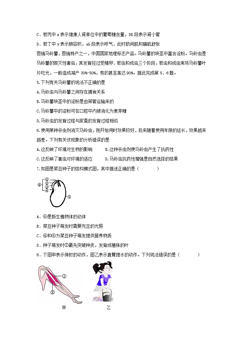 2025年湖北省黄石市下陆区部分学校中考第三次模拟考试生物试题（中考模拟）第2页