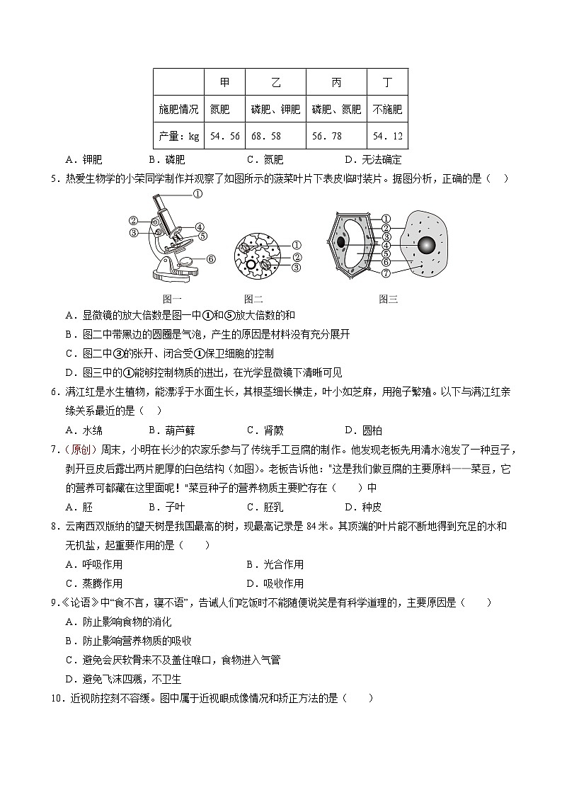 2025年中考考前押题最后一卷：生物（长沙卷）（考试版）第2页