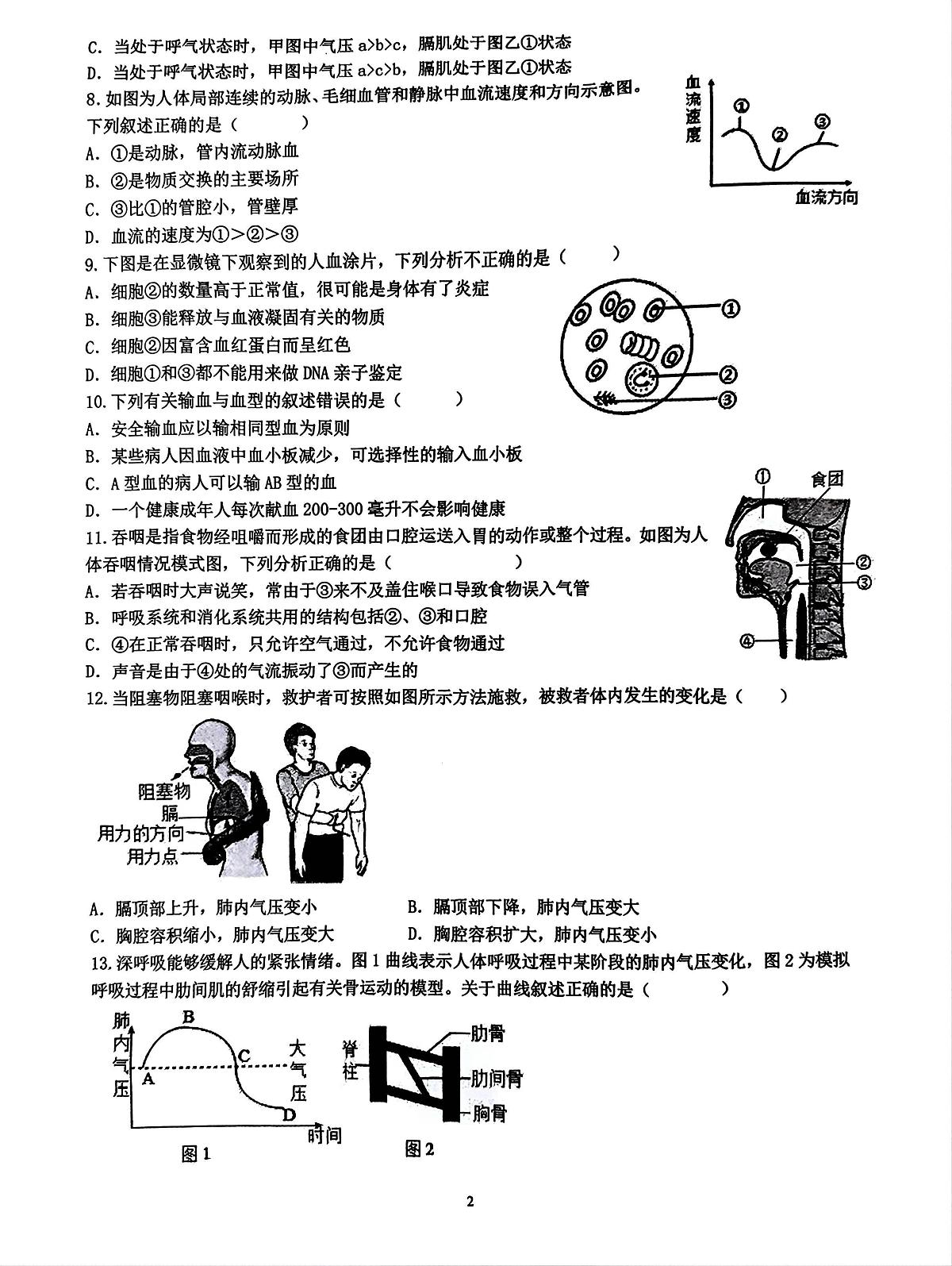 山东省日照市莒县第三中学2024-2025学年七年级下学期6月月考生物试题(图片版含答案)第2页