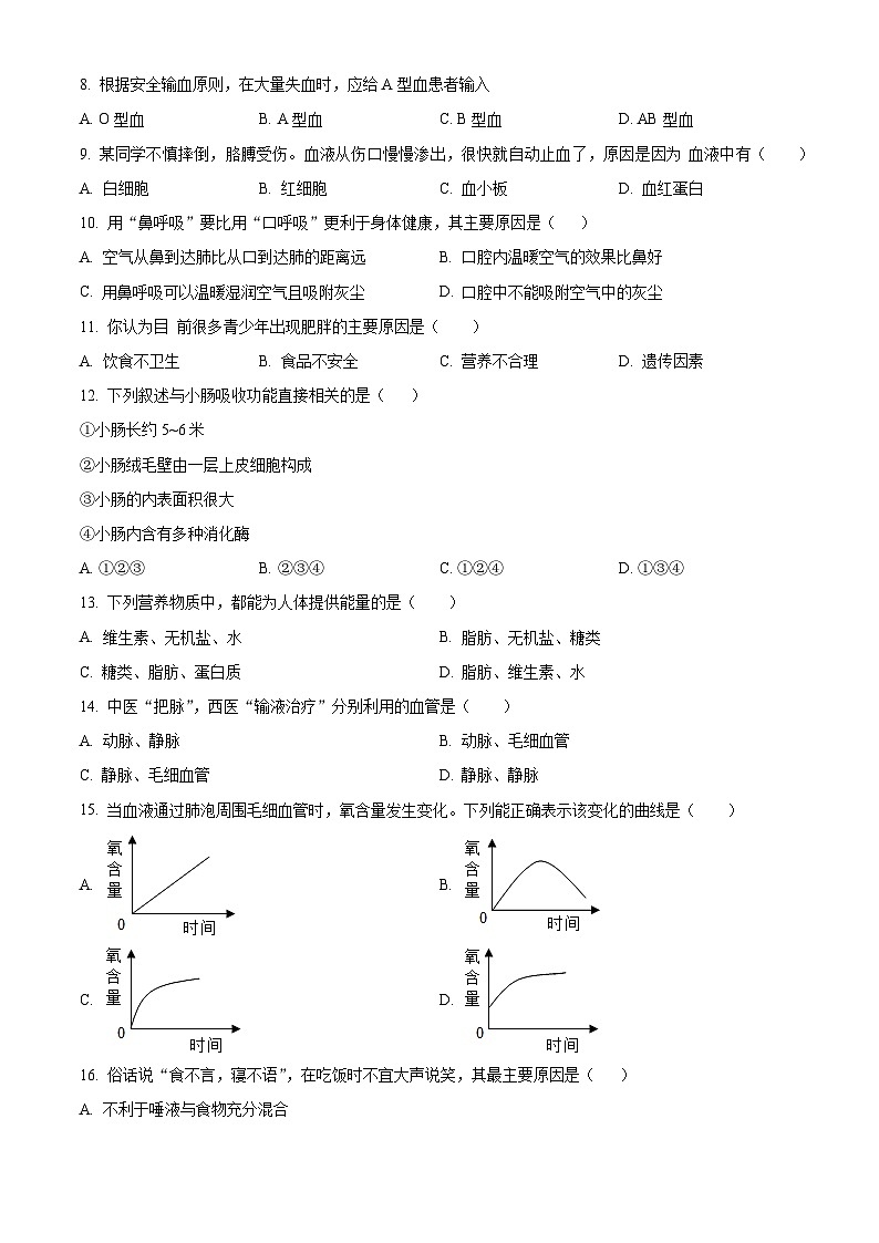 福建省泉州市南安市2024-2025学年七年级下学期期中生物试题第2页