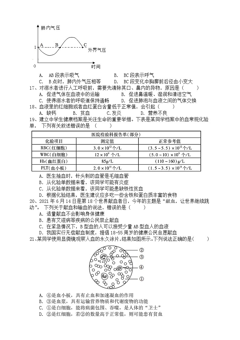 四川省内江市第一中学2022-2023学年七年级下学期期中考试生物试题第3页