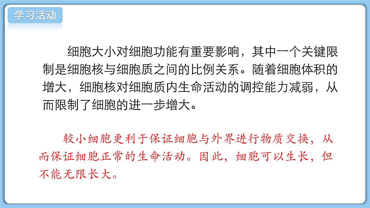 北师大版生物（2024）七年级上册 2.3.1 细胞通过分裂而增殖 课件第8页