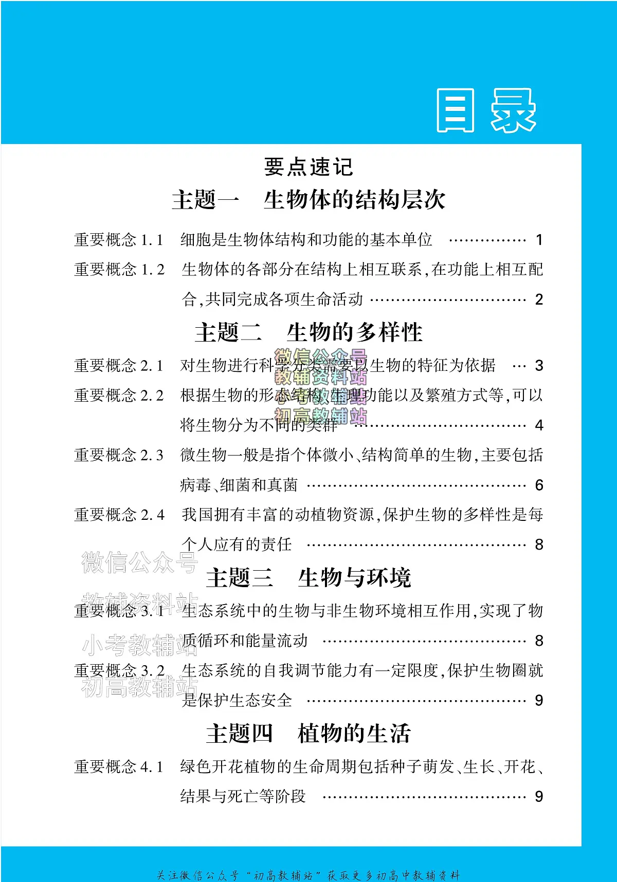 《万唯中考•基础知识记背册》生物中考讲义第2页