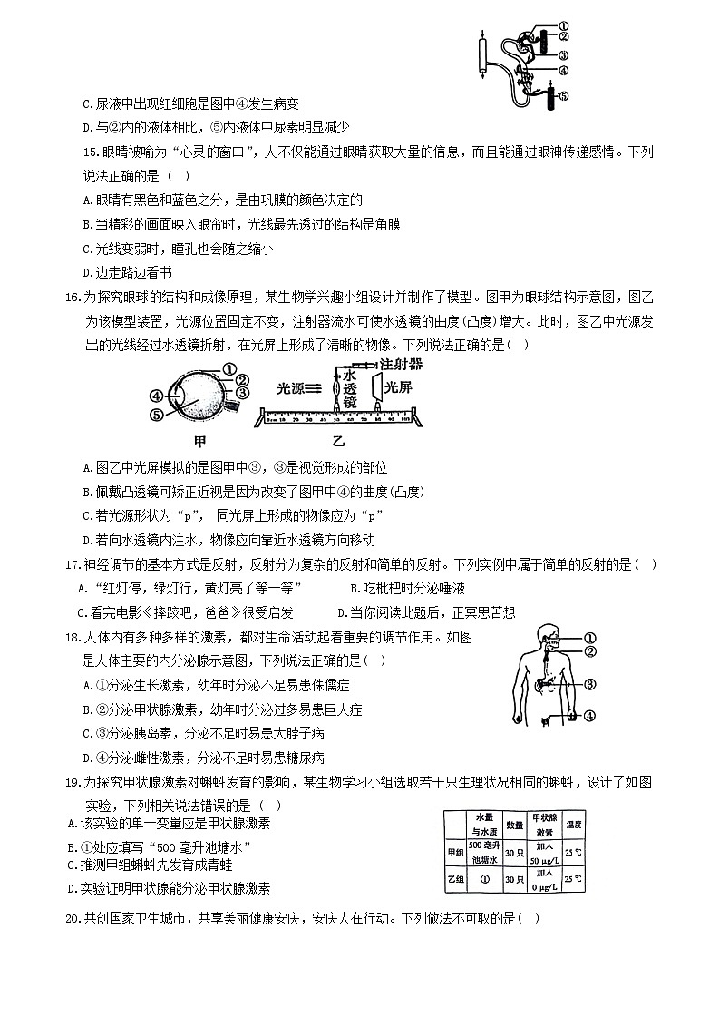 【7生（人）期末】安庆市2023-2024学年七年级下学期6月期末生物试题第3页