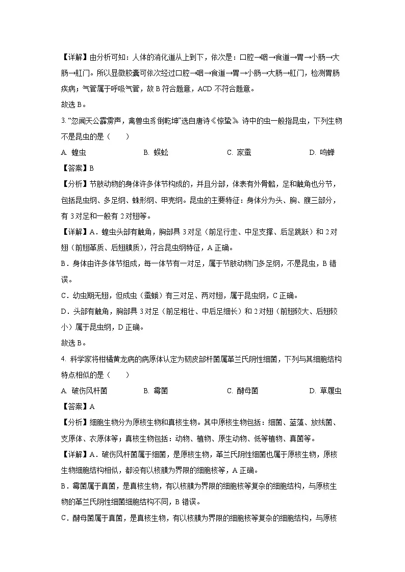 2025年江西省赣州市八年级中考模拟预测生物试卷（解析版）第2页