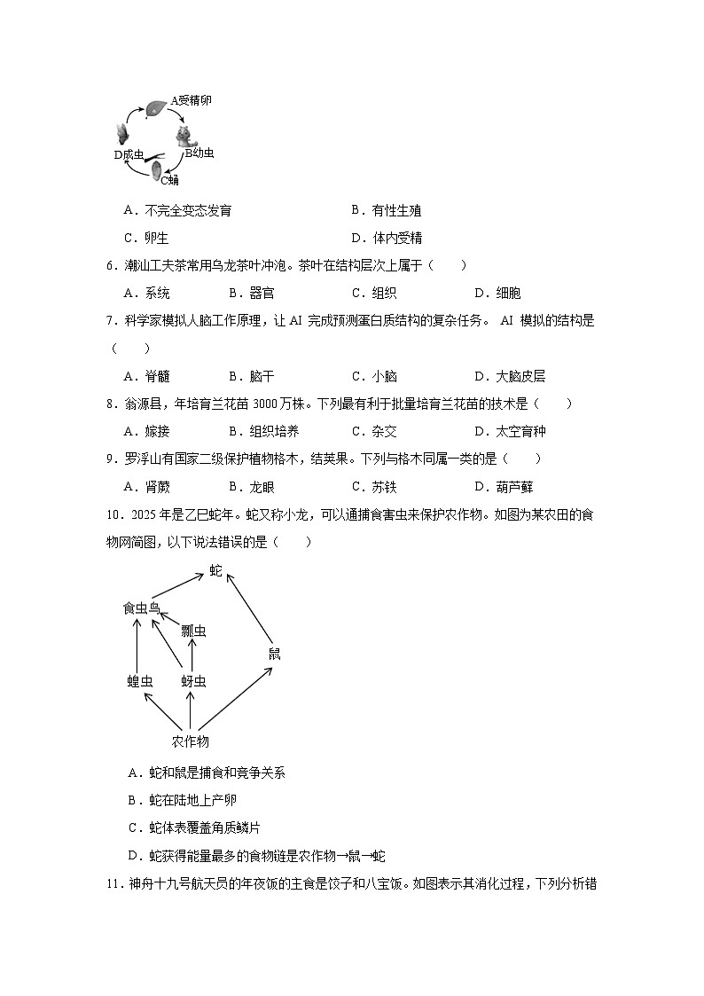 2025年广东省中考三模生物试题（附答案解析）第2页