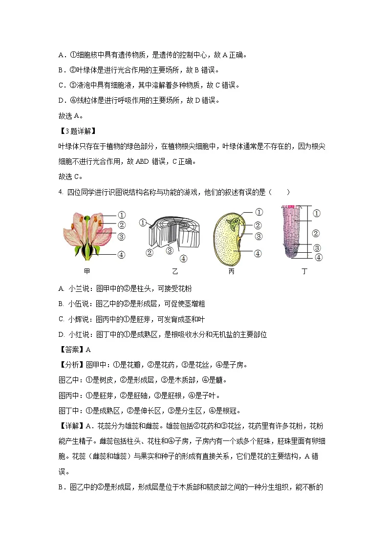 2025年湖北省黄石市铁山区部分学校中考二模生物试卷（解析版）第2页