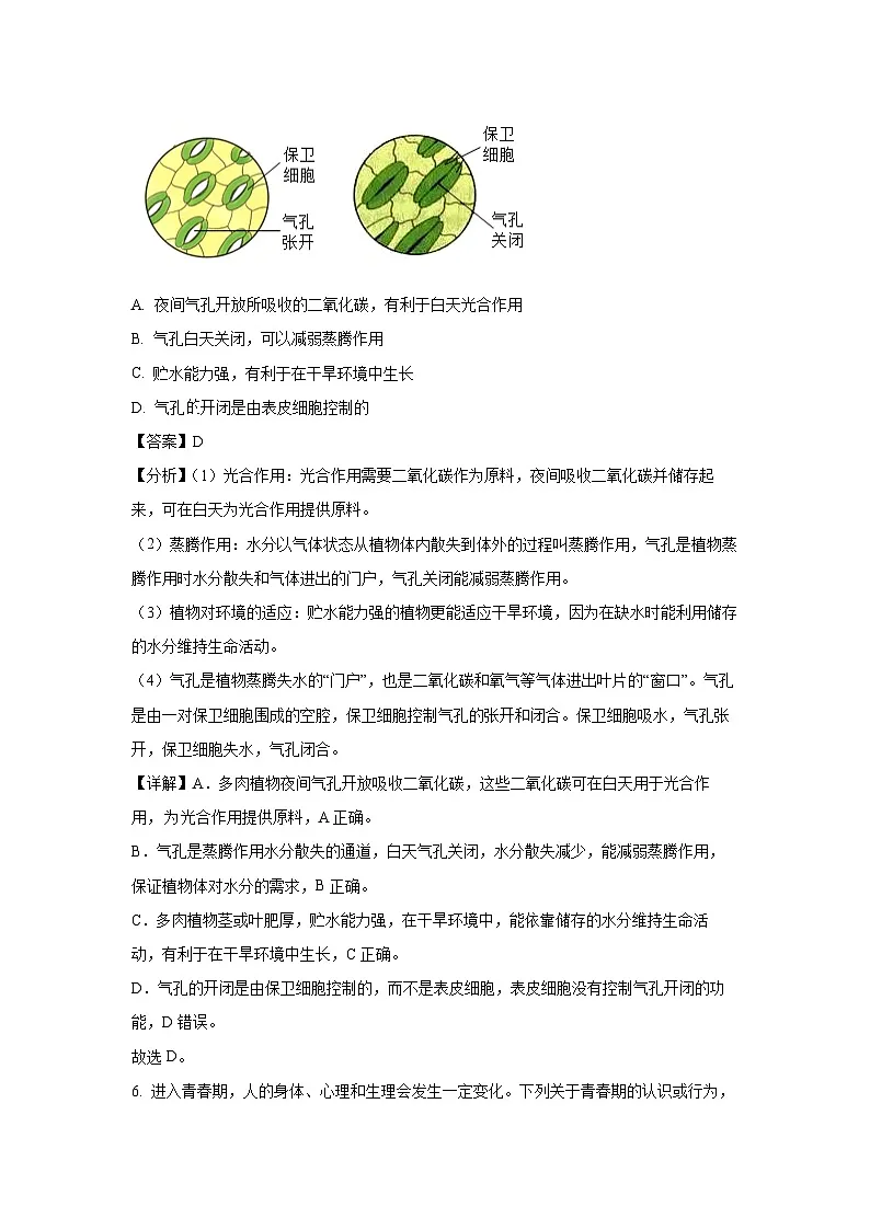 2025年甘肃省武威市凉州区新华、古城九年制中考二模生物试卷（解析版）第3页
