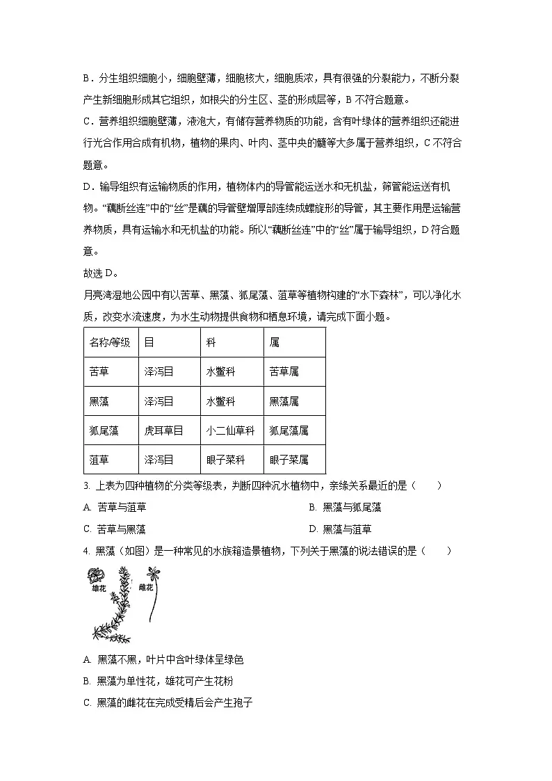 2025年湖北省襄阳市樊城区八年级中考模拟预测生物试卷（解析版）第2页